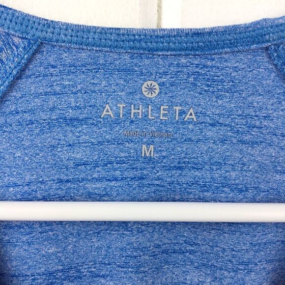 Athleta Running‎ Wild Heathered Blue Long Sleeve Top, Size Medium, Crew Neck - Picture 2 of 9